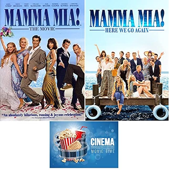 Mamma Mia! and Mamma Mia Here We Go Again Double Feature 2 DVD Set With Bonus Glossy Cinema Time Art Card